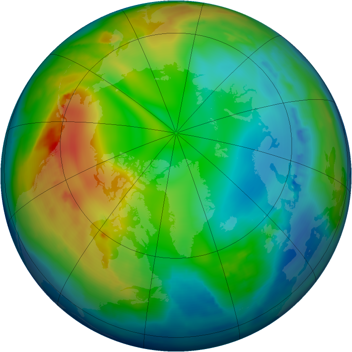 Arctic ozone map for 23 December 2012